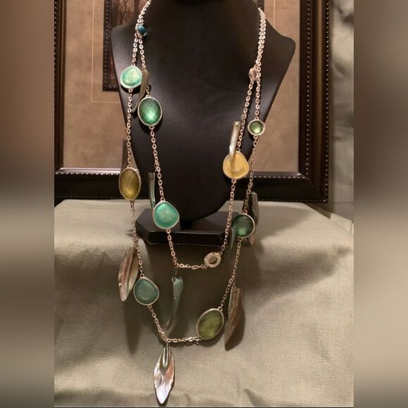 Chico's Multicolor Gemstone Layered Necklace 30" - Picture 1 of 10